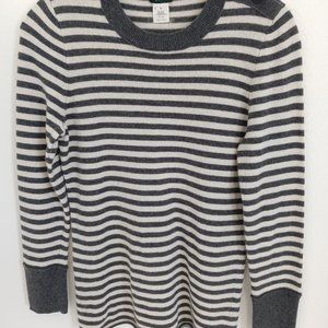 J. Crew cashmere blend grey stripe long sleeve sweater